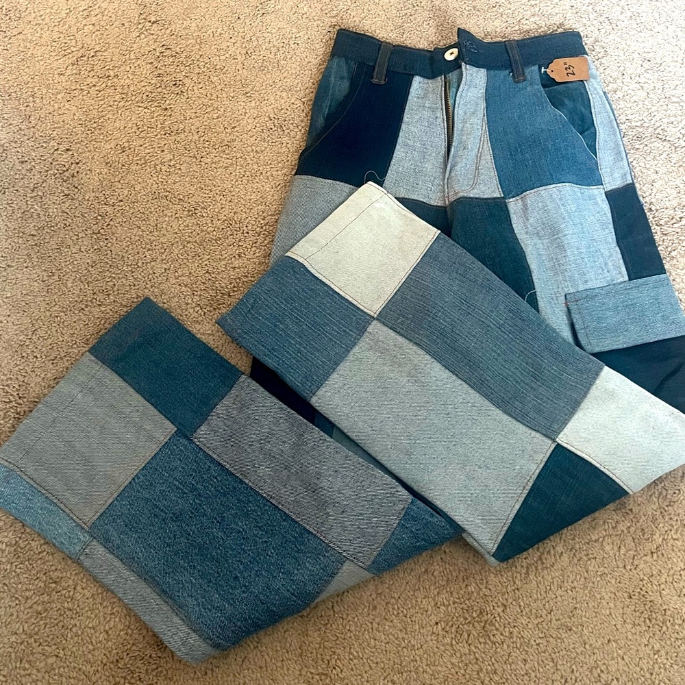 Custom unique denim patch jeans